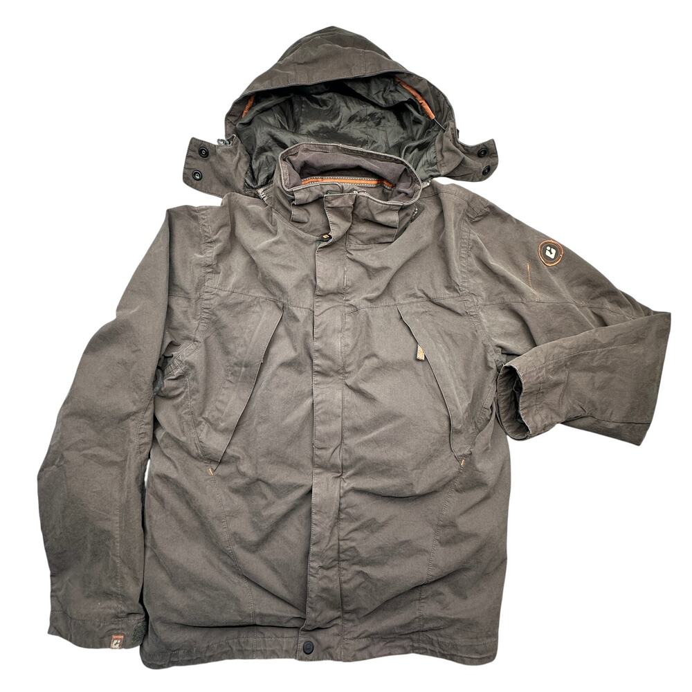 Killtec Breathable Windproof Waterproof Hooded Brown Jacket Men Large 025697-842